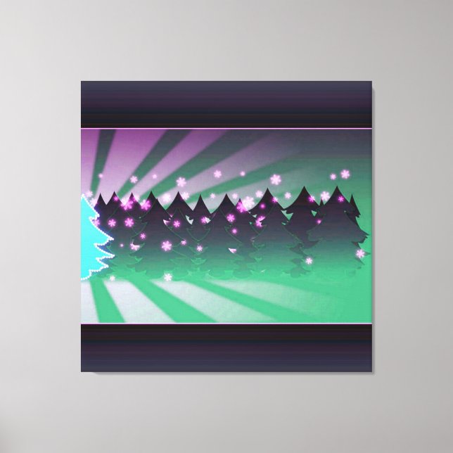 Lienzo Los árboles de Navidad sombras de verde (Anverso)