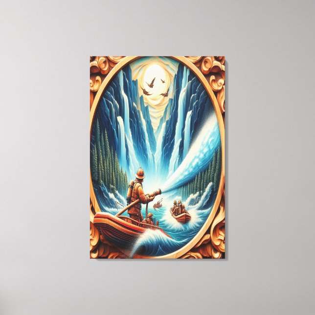 Lienzo Los bomberos cargados en su bote (Anverso)