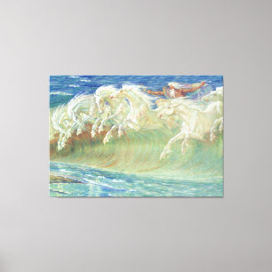 Lienzo Los caballos de Neptuno por la grúa de Gualterio
