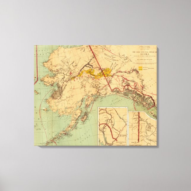 Lienzo Los campos de oro y carbón de Alaska (Anverso)