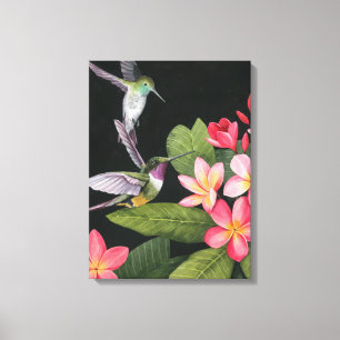 Lienzo Los colibríes en la Plumeria