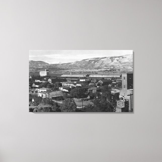 Lienzo Los Dalles, la vista del muelle de Oregón desde la (Anverso)