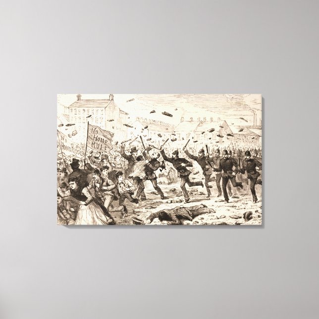 Lienzo Los disturbios en Belfast (Anverso)