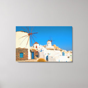 Lienzo Los edificios blancos y los molinos de viento en