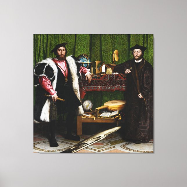 Lienzo Los embajadores de Hans Holbein, el joven (Anverso)
