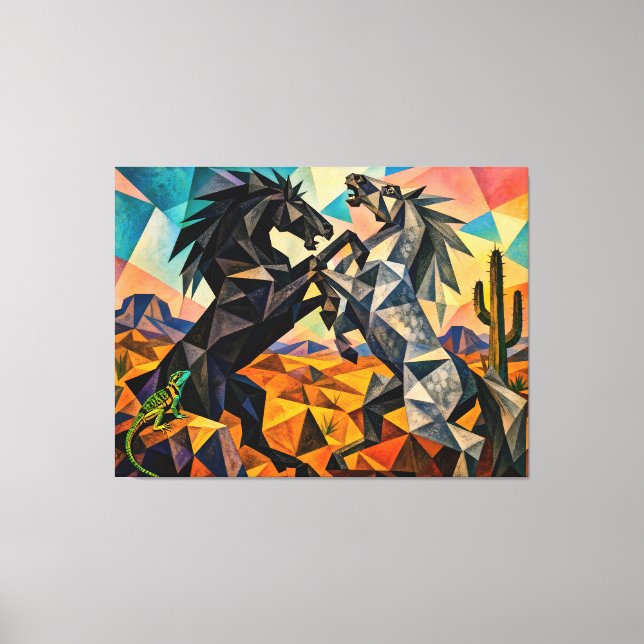 Lienzo Los espectadores – El lagarto y El cactus (Anverso)