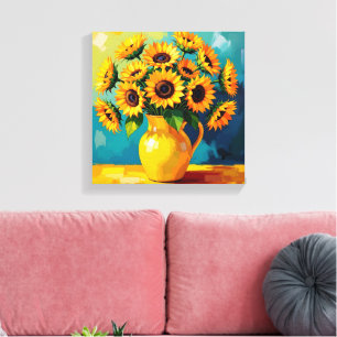 Lienzo Los girasoles amarillos en una vesícula amarilla