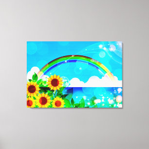 Lienzo Los girasoles y el arcoiris