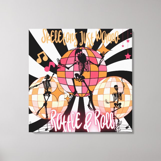 Lienzo Los graciosos esqueletos solo quieren que se estir (Anverso)