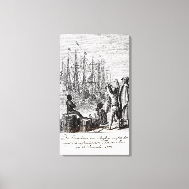 Lienzo Los habitantes de Boston lanzan (Anverso)