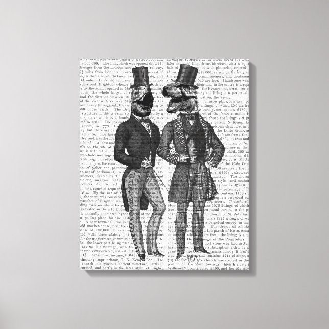 Lienzo Los Hombres De Dinosaurios Llevan Noche Fuera (Anverso)