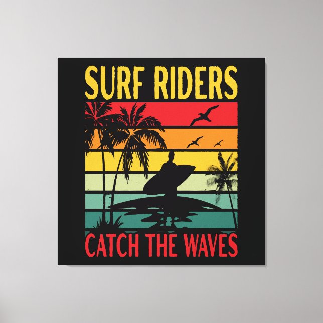 Lienzo Los jinetes de surf atrapan las olas (Anverso)