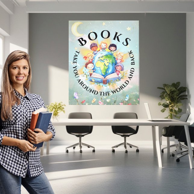 Lienzo Los libros te llevan alrededor de lo moderno y lin (Subido por el creador)