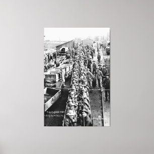 Lienzo Los mineros en tren están listos para descender ba