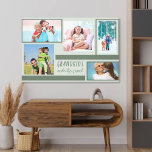 Lienzo Los nietos hacen de la vida un gran Collage de fot<br><div class="desc">Bonito lienzo envuelto con collage de fotos personalizados y dulces citas de nietos. La plantilla de fotos está configurada para que puedas ver 5 de tus fotos favoritas trabajando en el sentido de las agujas del reloj desde arriba a la izquierda. El texto está escrito a mano y dice "Los...</div>
