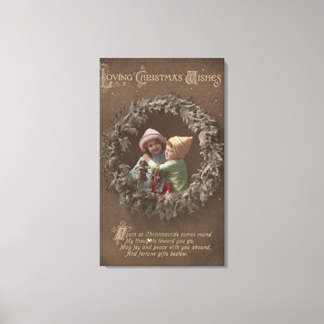 Lienzo Los niños pequeños abrazando (Anverso)