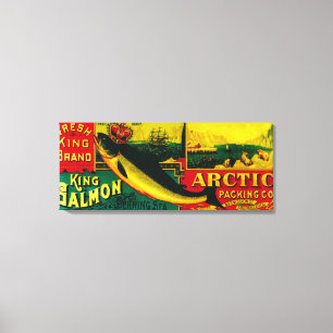 Lienzo Los salmones árticos pueden LabelNushagak, AK