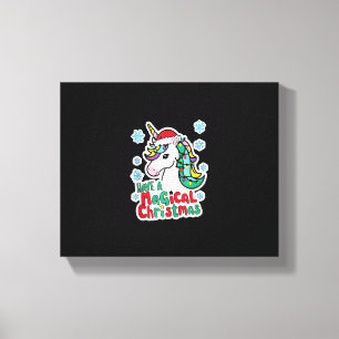 Lienzo Los Unicornios de Navidad Tienen una Fiesta Mágica