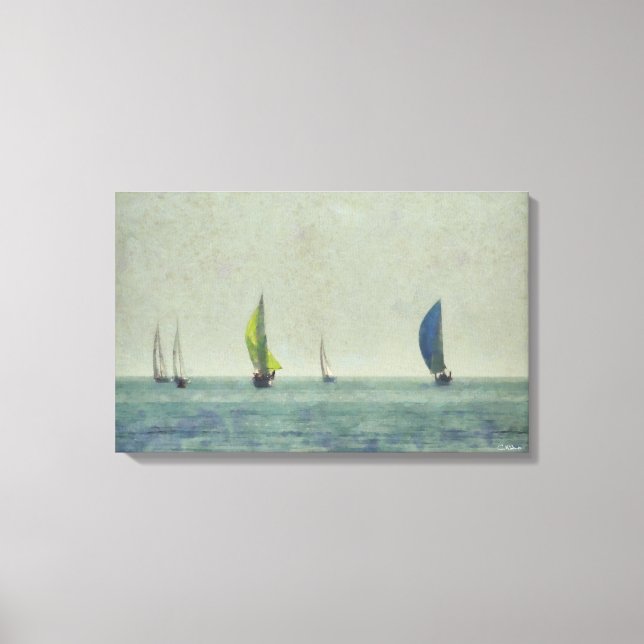 Lienzo Los veleros envolvieron la lona de las (Anverso)