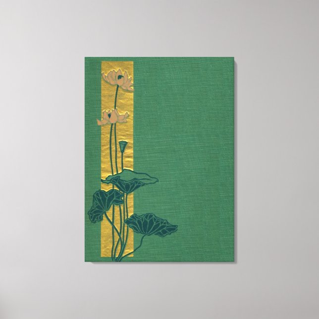 Lienzo Loto rosado sobre lino verde- portada de libro vin (Anverso)