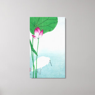 Lienzo Loto y garza blanca, Koson, Ukiyo-e