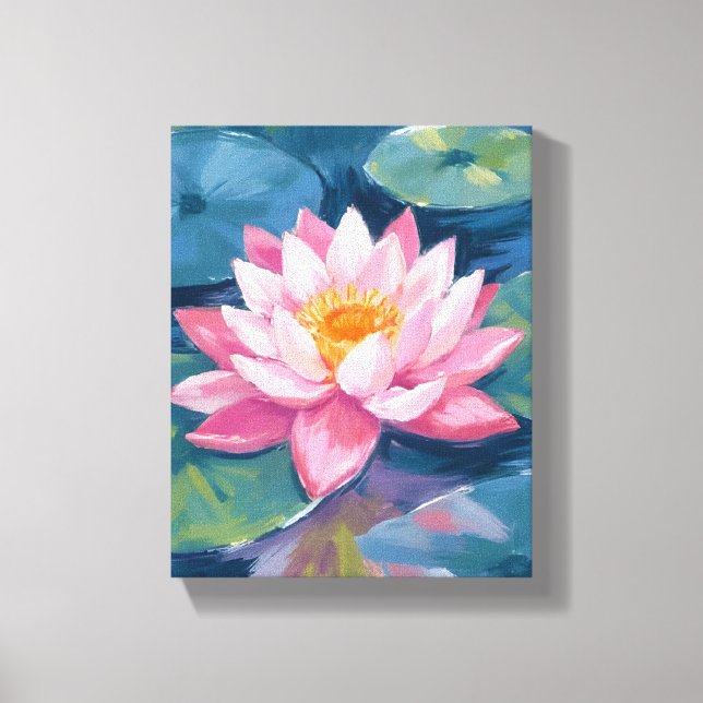 Lienzo Lotus Flower Lily Pad Watercolor (Anverso)