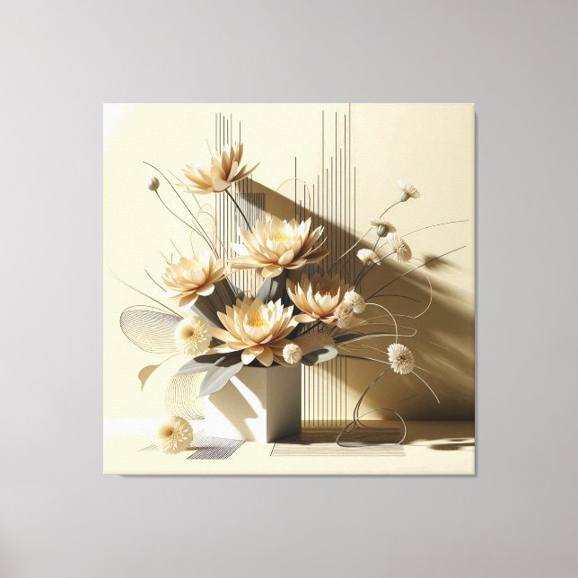 Lienzo Lotus Structure in Beige (Anverso)