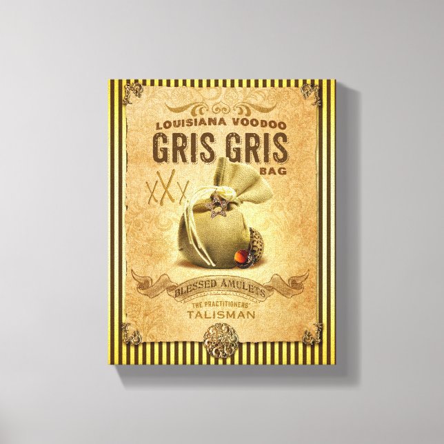 Lienzo Louisiana Nueva Orleans Gris Gris Voodoo Bag (Anverso)