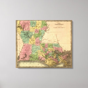 Lienzo LouisianaMapa panorámicoLuisiana