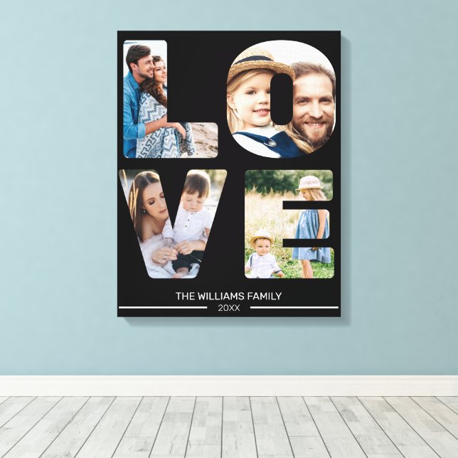 Lienzo Love 4 Photo Simple Modered Gift Personalizado (Insitu (piso de madera))