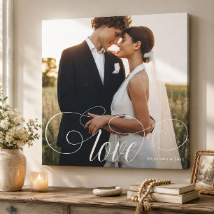 Lienzo LOVE Elegant Calligraphy Couple Boda Foto