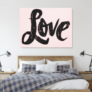 Lienzo LOVE Lettering Paris Chic Bluch Pink Black Modern