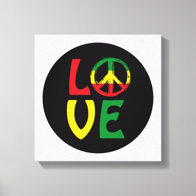 Lienzo LOVE Reggae con símbolo de paz (Anverso)