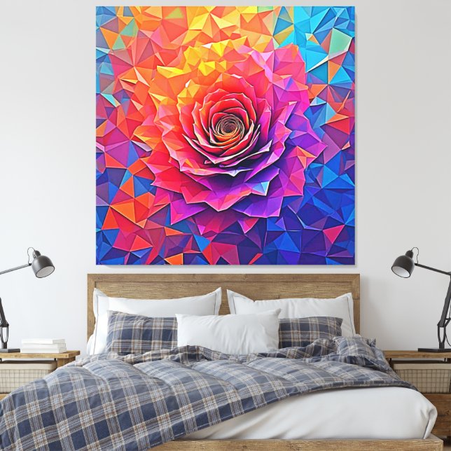 Lienzo Low Poly Rose Bloom Abstract Art (Insitu(Dormitorio))