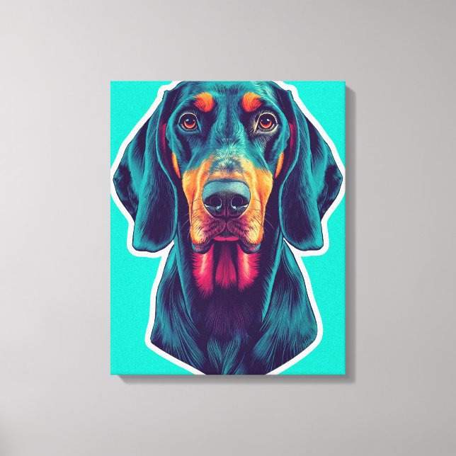 Lienzo Loyal Glow – Bluetick Coonhound Pop Art Vibrante (Anverso)