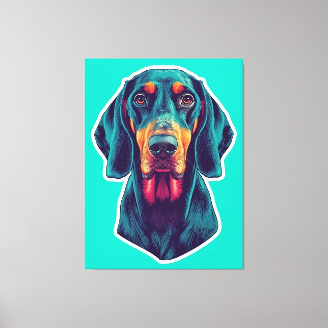 Lienzo Loyal Glow – Vibrant Bluetick Coonhound Pop Art (Anverso)