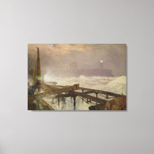 Lienzo Luces azules, Teignemouth Pier - Iluminación de la