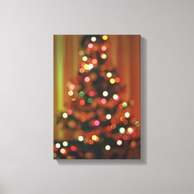 Lienzo Luces borrosas de árboles de Navidad (Anverso)