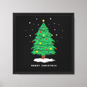Lienzo Luces de árbol de Navidad alegre Santa retro