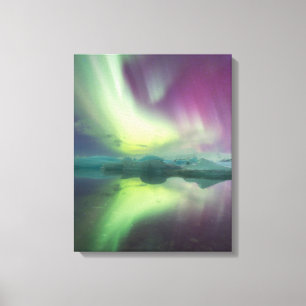 Lienzo Luces de Aurora en Laguna Jokulsarlon, Islandia