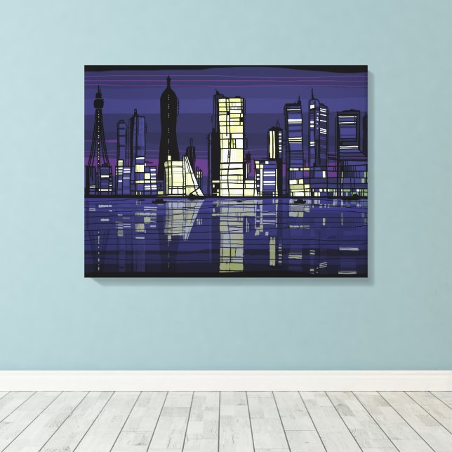 Lienzo Luces de ciudad (Insitu (piso de madera))