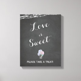 Lienzo Luces de cuerdas Mason Jar Chalkboard LOVE is SWEE
