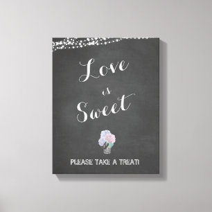 Lienzo Luces de cuerdas Mason Jar Chalkboard LOVE is SWEE