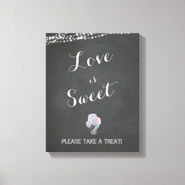 Lienzo Luces de cuerdas Mason Jar Chalkboard LOVE is SWEE (Anverso)