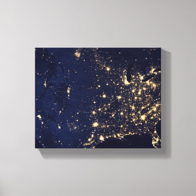 Lienzo Luces de Nasa desde el Espacio EE. UU. (Anverso)