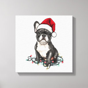 Lienzo Luces de Navidad de Bulldog Francés Regalos de Per