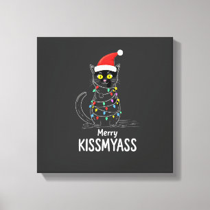 Lienzo Luces de Navidad Divertidas Gato Feliz Kissmyass P