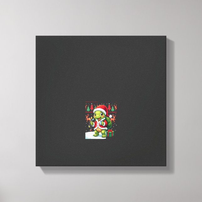 Lienzo Luces de Navidad Tortuga Santa Feo Tortuga Navidad (Anverso)
