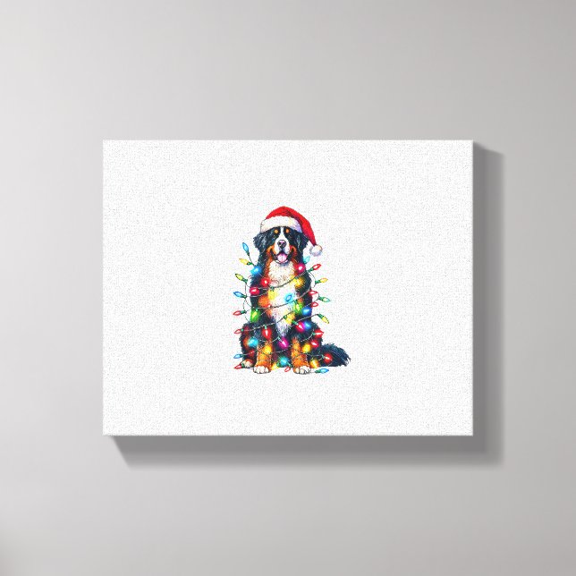 Lienzo Luces de Navidades de Bernese Mountain Dog (Anverso)