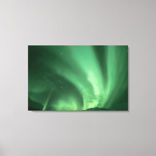 Lienzo Luces del norte, Aurora boreal, sobre estribacione